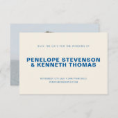 Einfache moderne Cobalt Blue Foto Hochzeit Save The Date (Vorne/Hinten)