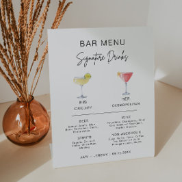 Einfache moderne Cocktail Signature Drink Bar Menu Sockelschild