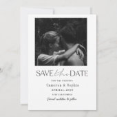 Einfache moderne Collage Minimale Foto einzigartig Save The Date (Rückseite)