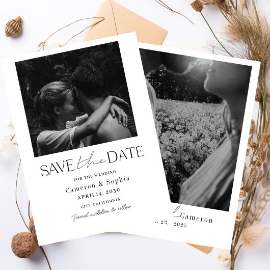Einfache moderne Collage Minimale Foto einzigartig Save The Date