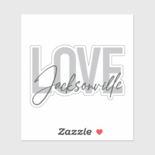 Einfache, moderne, coole Design-Liebe Jacksonville Aufkleber