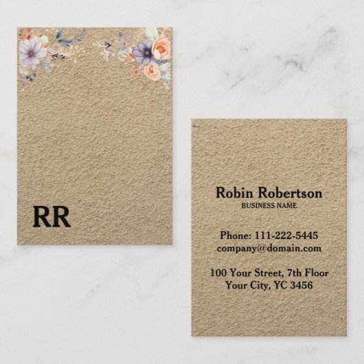 Einfache, moderne Coole Kraft-Papier-Schwarz-Monog Visitenkarte (Vorne/Hinten)