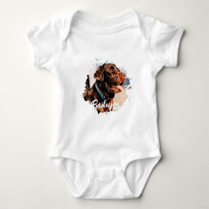Einfache moderne Coole Typografie Name und Foto de Baby Strampler