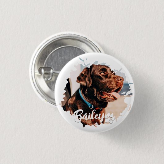 Einfache moderne Coole Typografie Name und Foto de Button (Vorne & Hinten)