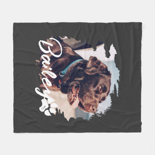 Einfache moderne Coole Typografie Name und Foto de Fleecedecke (Vorderseite (Horizontal))