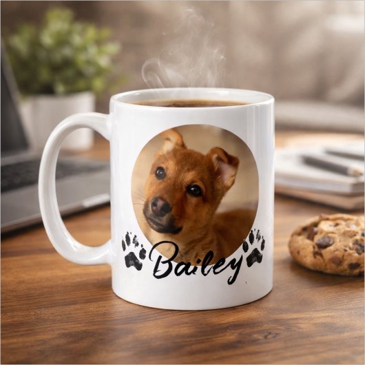 Einfache moderne coole Typografie Name und Foto de Kaffeetasse