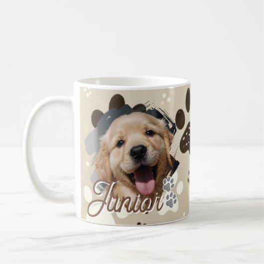 Einfache moderne coole Typografie Name und Foto de Kaffeetasse (Links)