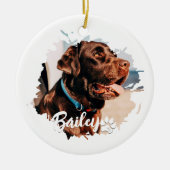 Einfache moderne Coole Typografie Name und Foto de Keramik Ornament (Vorne)