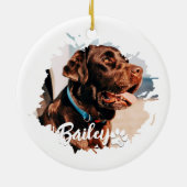 Einfache moderne Coole Typografie Name und Foto de Keramik Ornament (Hinten)