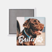 Einfache moderne Coole Typografie Name und Foto de Magnet (Vorderseite/Rückseite)