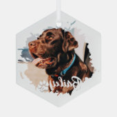 Einfache moderne Coole Typografie Name und Foto de Ornament Aus Glas (Rückseite)