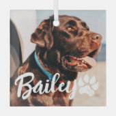 Einfache moderne Coole Typografie Name und Foto de Ornament Aus Glas (Vorderseite)