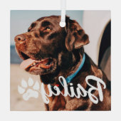 Einfache moderne Coole Typografie Name und Foto de Ornament Aus Glas (Rückseite)