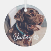 Einfache moderne Coole Typografie Name und Foto de Ornament Aus Glas (Vorderseite)