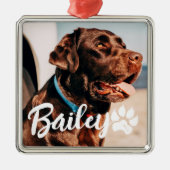 Einfache moderne Coole Typografie Name und Foto de Ornament Aus Metall (Vorne)