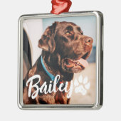 Einfache moderne Coole Typografie Name und Foto de Ornament Aus Metall (Links)