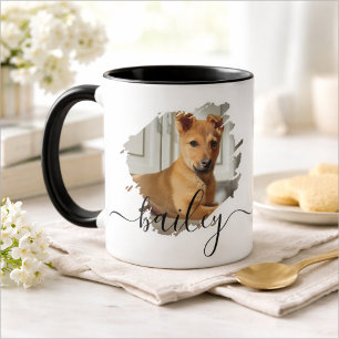Einfache moderne coole Typografie Name und Foto de Tasse