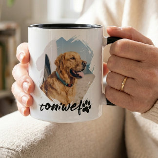 Einfache moderne coole Typografie Name und Foto de Tasse