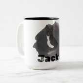 Einfache moderne Coole Typografie Name und Foto de Zweifarbige Tasse (Vorderseite Links)