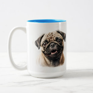 Einfache moderne coole Typografie Name und Foto de Zweifarbige Tasse