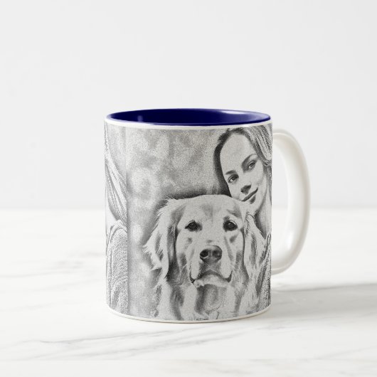 Einfache moderne Coole Typografie Name und Foto de Zweifarbige Tasse (VorderseiteRechts)