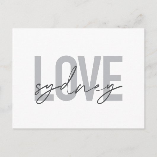 Einfache, moderne, coole, urbane Design Liebe Sydn Postkarte (Vorderseite)