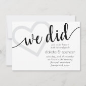 Einfache Moderne | Couple Brunch Heart Script Einladung (Vorderseite)