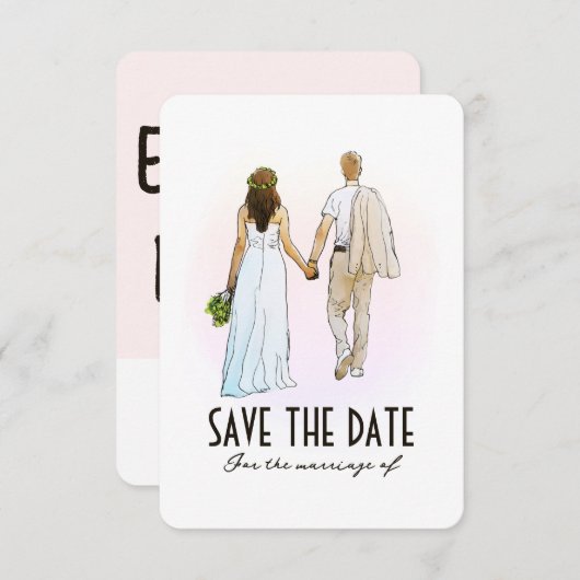 Einfache, moderne Couple-Save the Date-Karte Save The Date (Vorne/Hinten)