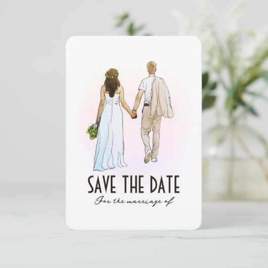 Einfache, moderne Couple-Save the Date-Karte Save The Date (Stehend Vorderseite)