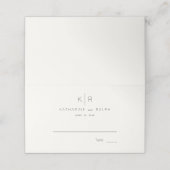 Einfache moderne Creme Black Wedding Platzkarte (Außenseite Aufgefaltet)