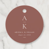 Einfache moderne Creme Brown Monogram Hochzeit Geschenkanhänger (Vorderseite)