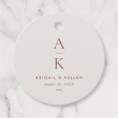 Einfache moderne Creme Brown Monogram Hochzeit Geschenkanhänger (Vorderseite)