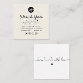 Einfache moderne Creme und Weiß Vielen Dank Quadratische Visitenkarte