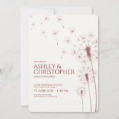 Einfache moderne Crimson Red Dandelion Wedding Einladung (Vorderseite)