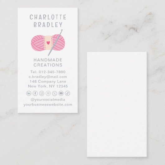 Einfache, moderne Crochet Handmade Crocheting Visitenkarte (Vorne/Hinten)