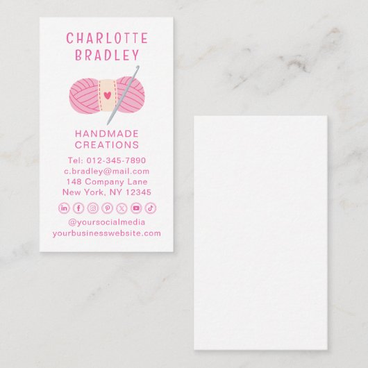 Einfache, moderne Crochet Handmade Crocheting Visitenkarte (Vorne/Hinten)