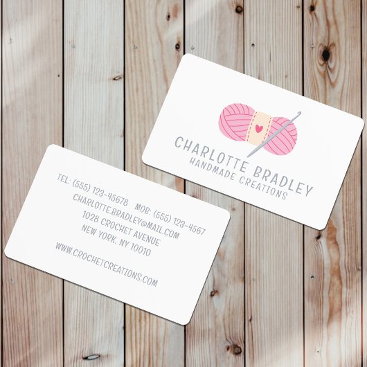 Einfache, moderne Crochet Handmade Crocheting Visitenkarte