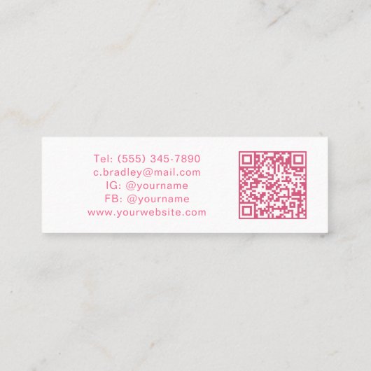 Einfache moderne Crochet QR Code Croching Mini Visitenkarte (Rückseite)