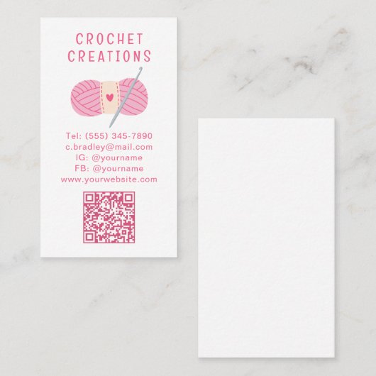 Einfache moderne Crochet QR Code Croching Visitenkarte (Vorne/Hinten)