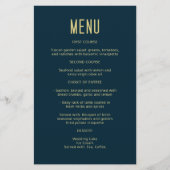 Einfache moderne Deep Blue Gold Hochzeitsmenü (Vorderseite)