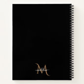 Einfache, moderne Dekorfarben-Schwarz-Gold-Monogra Notizblock (Rückseite)