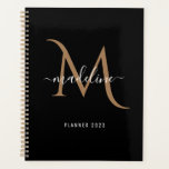 Einfache, moderne Dekorfarben-Schwarz-Gold-Monogra Planer<br><div class="desc">Einfache,  moderne Dekorative Black Gold Monogram Planner</div>