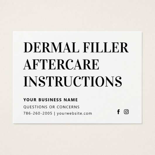 Einfache moderne, dermale Aftercare-Ratenkarte (Vorderseite)