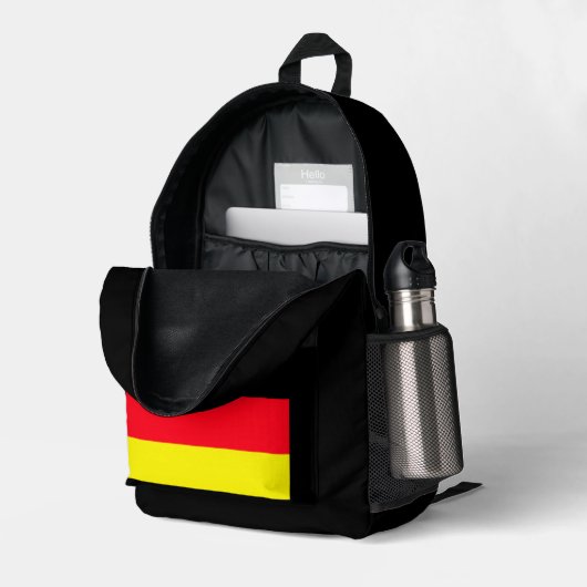 Einfache Moderne Deutsche Flagge Souvenir Bedruckter Rucksack (Rückseitige Ecke links (Offen) )