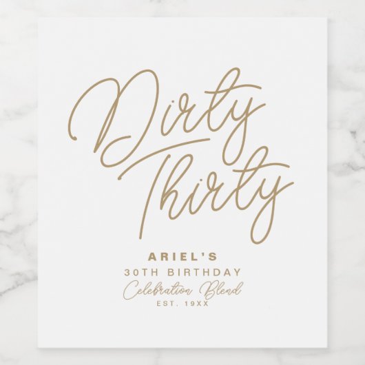 Einfache, moderne Dirty 30 Personalisierten Geburt Weinetikett (Einzelnes Label)