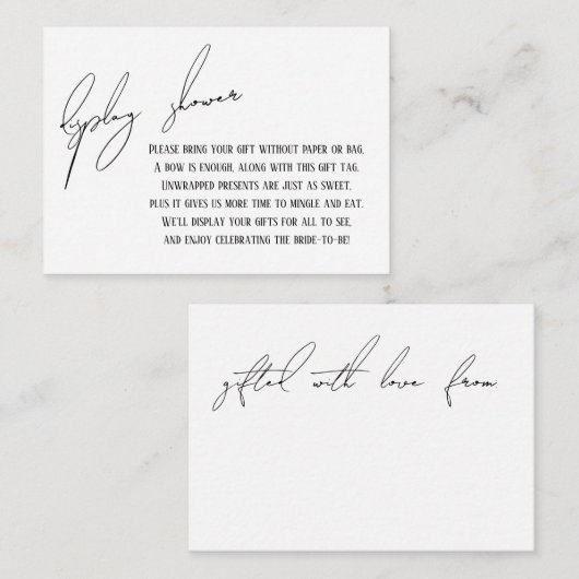 Einfache moderne Display Dusche Bridal Geschenkkar Begleitkarte (Vorne/Hinten)