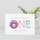 Einfache moderne Donut-Einladung zum Geburtstag Einladung (Stehend Vorderseite)