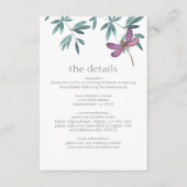 Einfache moderne Drachenfliegengrüne Hochzeitsdeta Begleitkarte (Vorderseite)