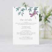 Einfache moderne Drachenfliegengrüne Hochzeitsdeta Begleitkarte (Stehend Vorderseite)