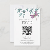 Einfache moderne Dragonfly-Grüne Hochzeit QR-Code RSVP Karte (Vorderseite)